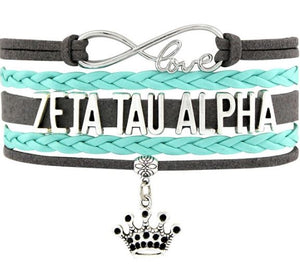 Zeta Tau Alpha Bracelet - Multi Layer Leather - Infinite Love Sorority