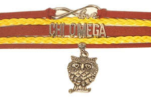Chi Omega Bracelet - Multi Layer Leather - Infinite Love Sorority