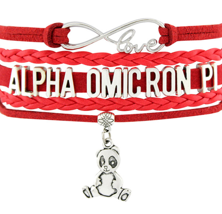 Alpha Omicron Pi Bracelet - Multi Layer Leather - Infinite Love Sorority