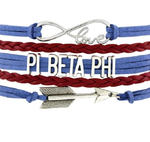 Pi Beta Phi Bracelet - Multi Layer Leather - Infinite Love Sorority